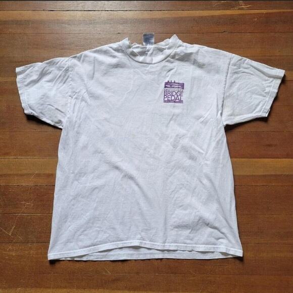 Vtg 2000 Providence Bridge Pedal Pop Art Portland Oregon Cycling T Shirt Lg - Picture 2 of 4